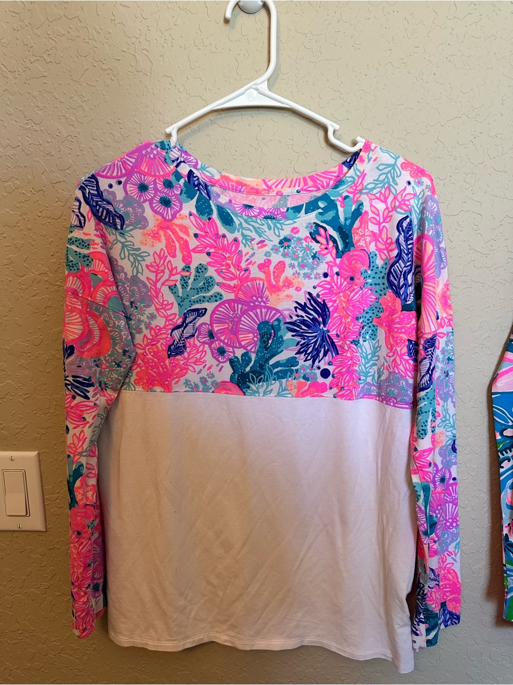 Lily Pulitzer Floral Colorblock Long-Sleeve Top - Pink & Teal